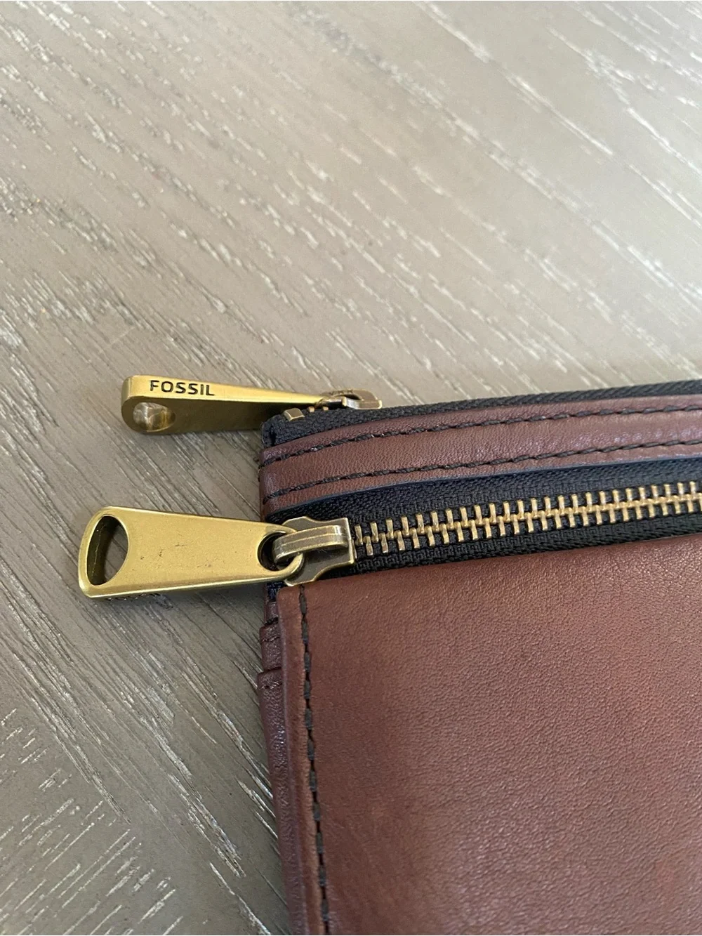 Fossil Explorer Flap Clutch Leather Wallet Espresso Brown Organizer 2 Zip SL3246